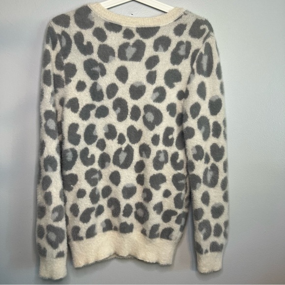 Falls Creek Women's Leopard Print Sweater Size XL 16 18 Off White Gray Flurry - Picture 9 of 10